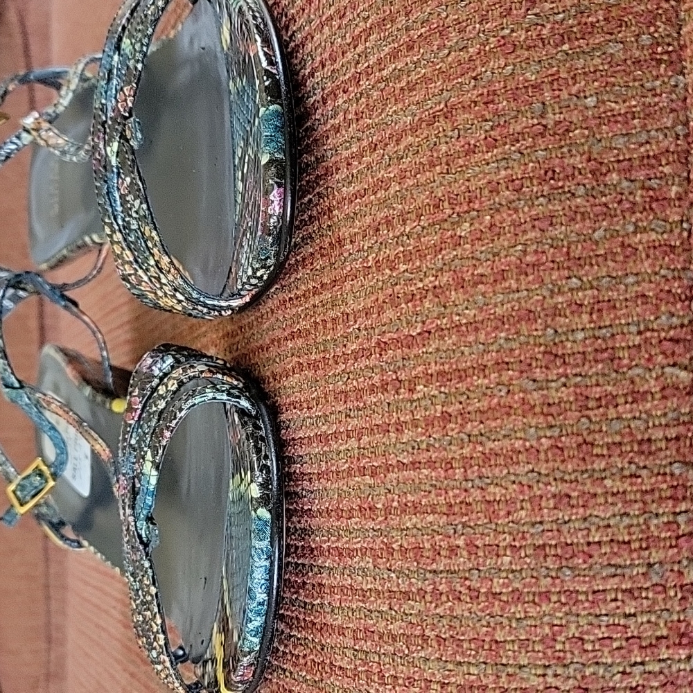 Stuart Weitzman Aqua Lizard Leather Sandals - Picture 6 of 8